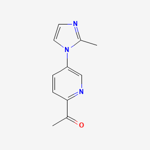 molecular formula C11H11N3O B13338196 1-[5-(2-Methyl-1H-imidazol-1-yl)pyridin-2-yl]ethan-1-one 