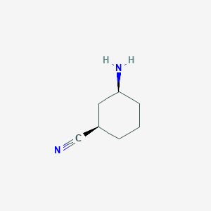 molecular formula C7H12N2 B13338202 Rel-(1R,3S)-3-aminocyclohexane-1-carbonitrile 