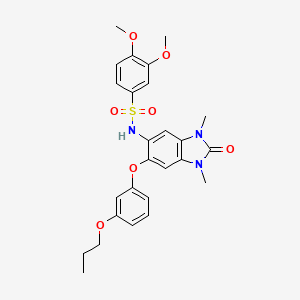 N-(1,3-Dimethyl-2-oxo-6-(3-propoxyphenoxy)-2,3-dihydro-1H-benzo[d]imidazol-5-yl)-3,4-dimethoxybenzenesulfonamide