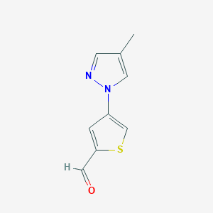 molecular formula C9H8N2OS B13338352 4-(4-Methyl-1H-pyrazol-1-YL)thiophene-2-carbaldehyde 