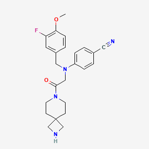 molecular formula C24H27FN4O2 B13338364 4-((3-Fluoro-4-methoxybenzyl)(2-oxo-2-(2,7-diazaspiro[3.5]nonan-7-yl)ethyl)amino)benzonitrile 