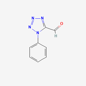 molecular formula C8H6N4O B13338394 1-Phenyl-1H-tetrazole-5-carbaldehyde CAS No. 37468-67-0