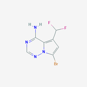 molecular formula C7H5BrF2N4 B13338450 7-Bromo-5-(difluoromethyl)pyrrolo[2,1-f][1,2,4]triazin-4-amine 