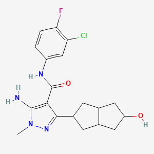 molecular formula C19H22ClFN4O2 B13338490 5-Amino-N-(3-chloro-4-fluorophenyl)-3-(5-hydroxyoctahydropentalen-2-yl)-1-methyl-1H-pyrazole-4-carboxamide 