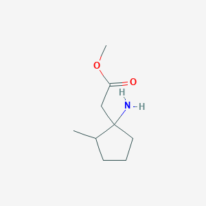 molecular formula C9H17NO2 B13338532 Methyl 2-(1-amino-2-methylcyclopentyl)acetate 