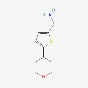 molecular formula C10H15NOS B13338540 (5-(Tetrahydro-2H-pyran-4-yl)thiophen-2-yl)methanamine 