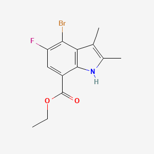 molecular formula C13H13BrFNO2 B13338573 ethyl 4-bromo-5-fluoro-2,3-dimethyl-1H-indole-7-carboxylate 