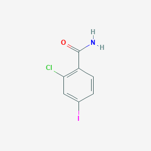 molecular formula C7H5ClINO B13338627 2-Chloro-4-iodobenzamide 