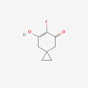 molecular formula C8H9FO2 B13338631 6-Fluoro-7-hydroxyspiro[2.5]oct-6-en-5-one 