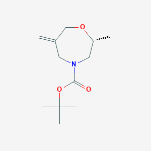 molecular formula C12H21NO3 B13338664 tert-Butyl (R)-2-methyl-6-methylene-1,4-oxazepane-4-carboxylate 