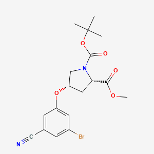 molecular formula C18H21BrN2O5 B13338668 1-(tert-Butyl) 2-methyl (2S,4S)-4-(3-bromo-5-cyanophenoxy)pyrrolidine-1,2-dicarboxylate 