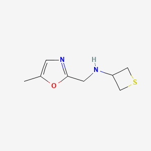 molecular formula C8H12N2OS B13338680 N-((5-Methyloxazol-2-yl)methyl)thietan-3-amine 