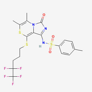 (Z)-N-(5,6-Dimethyl-3-oxo-8-((4,4,5,5,5-pentafluoropentyl)thio)-2,3-dihydro-1H-imidazo[5,1-c][1,4]thiazin-1-ylidene)-4-methylbenzenesulfonamide