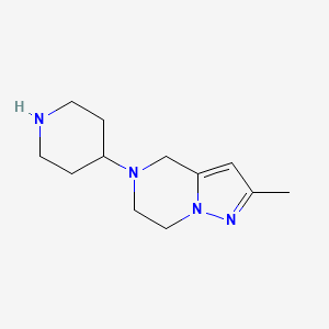 molecular formula C12H20N4 B13338703 2-Methyl-5-(piperidin-4-yl)-4,5,6,7-tetrahydropyrazolo[1,5-a]pyrazine 