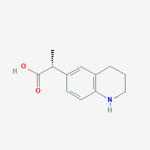 molecular formula C12H15NO2 B13338727 (R)-2-(1,2,3,4-Tetrahydroquinolin-6-yl)propanoic acid 