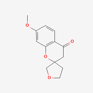 molecular formula C13H14O4 B13338763 7-Methoxy-4',5'-dihydro-2'H-spiro[chromane-2,3'-furan]-4-one 