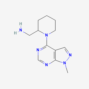 molecular formula C12H18N6 B13338811 (1-(1-Methyl-1H-pyrazolo[3,4-d]pyrimidin-4-yl)piperidin-2-yl)methanamine 