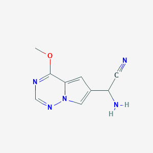 molecular formula C9H9N5O B13338815 2-Amino-2-(4-methoxypyrrolo[2,1-f][1,2,4]triazin-6-yl)acetonitrile 