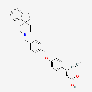 molecular formula C33H35NO3 B13338819 (S)-3-(4-((4-((2,3-dihydrospiro[indene-1,4'-piperidin]-1'-yl)methyl)benzyl)oxy)phenyl)hex-4-ynoic acid 