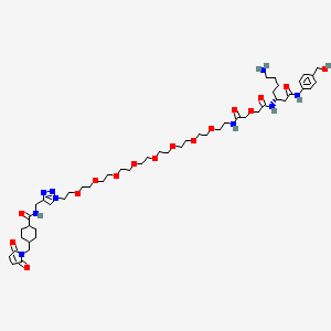 (R)-N-((1-(38-Amino-34-(2-((4-(hydroxymethyl)phenyl)amino)-2-oxoethyl)-28,32-dioxo-3,6,9,12,15,18,21,24,30-nonaoxa-27,33-diazaoctatriacontyl)-1H-1,2,3-triazol-4-yl)methyl)-4-((2,5-dioxo-2,5-dihydro-1H-pyrrol-1-yl)methyl)cyclohexanecarboxamide