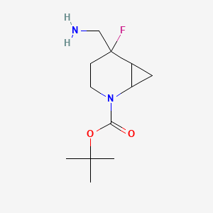 molecular formula C12H21FN2O2 B13338916 tert-Butyl 5-(aminomethyl)-5-fluoro-2-azabicyclo[4.1.0]heptane-2-carboxylate 