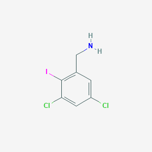 molecular formula C7H6Cl2IN B13338947 (3,5-Dichloro-2-iodophenyl)methanamine 