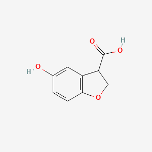 molecular formula C9H8O4 B13338984 5-Hydroxy-2,3-dihydrobenzofuran-3-carboxylic acid 