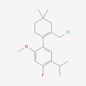 molecular formula C19H26ClFO B13339145 6-(Chloromethyl)-4'-fluoro-5'-isopropyl-2'-methoxy-4,4-dimethyl-2,3,4,5-tetrahydro-1,1'-biphenyl 