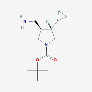 molecular formula C13H24N2O2 B13339183 tert-Butyl (3R,4S)-3-(aminomethyl)-4-cyclopropylpyrrolidine-1-carboxylate 