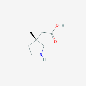 molecular formula C7H13NO2 B13339203 (R)-2-(3-Methylpyrrolidin-3-yl)acetic acid 