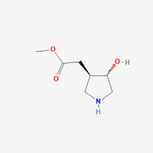 molecular formula C7H13NO3 B13339217 Rel-methyl 2-((3R,4S)-4-hydroxypyrrolidin-3-yl)acetate 