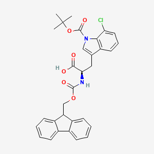 molecular formula C31H29ClN2O6 B13339223 (R)-2-((((9H-Fluoren-9-yl)methoxy)carbonyl)amino)-3-(1-(tert-butoxycarbonyl)-7-chloro-1H-indol-3-yl)propanoic acid 