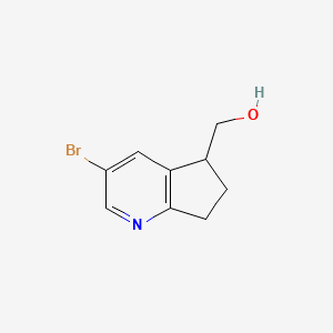 molecular formula C9H10BrNO B13339242 (3-Bromo-6,7-dihydro-5H-cyclopenta[b]pyridin-5-yl)methanol 