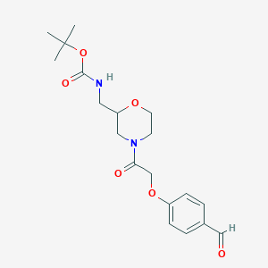 molecular formula C19H26N2O6 B13339283 tert-Butyl N-({4-[2-(4-formylphenoxy)acetyl]morpholin-2-yl}methyl)carbamate 