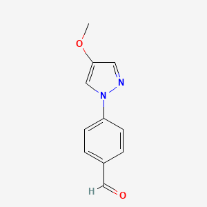 molecular formula C11H10N2O2 B13339307 4-(4-Methoxy-1H-pyrazol-1-yl)benzaldehyde 