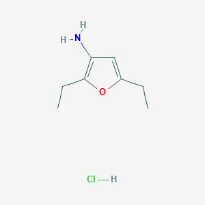 molecular formula C8H14ClNO B13339395 2,5-Diethylfuran-3-amine hydrochloride 