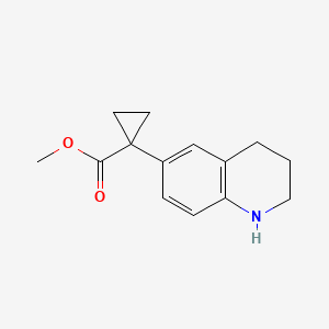 molecular formula C14H17NO2 B13339443 Methyl 1-(1,2,3,4-tetrahydroquinolin-6-yl)cyclopropane-1-carboxylate 