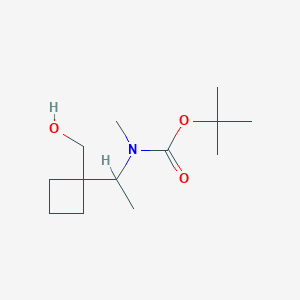 molecular formula C13H25NO3 B13339445 tert-Butyl (1-(1-(hydroxymethyl)cyclobutyl)ethyl)(methyl)carbamate 