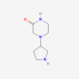 molecular formula C8H15N3O B13339488 4-(Pyrrolidin-3-yl)piperazin-2-one 