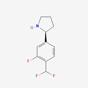 molecular formula C11H12F3N B13339551 (S)-2-(4-(Difluoromethyl)-3-fluorophenyl)pyrrolidine 