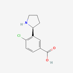 molecular formula C11H12ClNO2 B13339606 (S)-4-Chloro-3-(pyrrolidin-2-yl)benzoic acid 