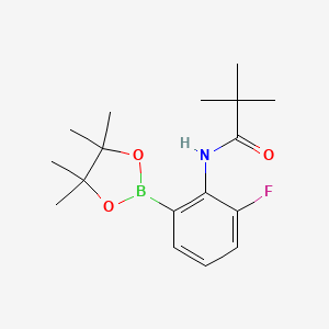 molecular formula C17H25BFNO3 B13339635 N-(2-Fluoro-6-(4,4,5,5-tetramethyl-1,3,2-dioxaborolan-2-yl)phenyl)pivalamide 