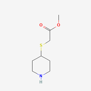 molecular formula C8H15NO2S B13339646 Methyl 2-(piperidin-4-ylthio)acetate 