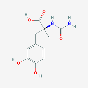 molecular formula C11H14N2O5 B13339681 N-(Aminocarbonyl)-3-hydroxy-a-methyl-L-tyrosine 