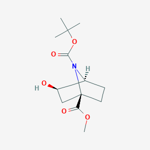 molecular formula C13H21NO5 B13339689 7-(tert-Butyl) 1-methyl (1R,3R,4S)-3-hydroxy-7-azabicyclo[2.2.1]heptane-1,7-dicarboxylate 