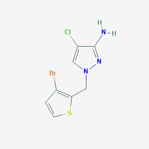 molecular formula C8H7BrClN3S B13339704 1-[(3-Bromothiophen-2-yl)methyl]-4-chloro-1H-pyrazol-3-amine 