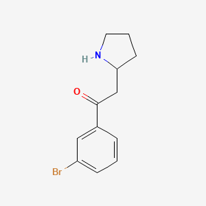 molecular formula C12H14BrNO B13339725 1-(3-Bromophenyl)-2-(pyrrolidin-2-YL)ethan-1-one 