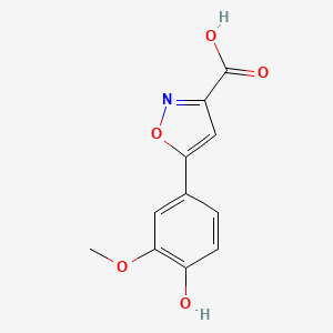 molecular formula C11H9NO5 B13339733 5-(4-Hydroxy-3-methoxyphenyl)isoxazole-3-carboxylic Acid 