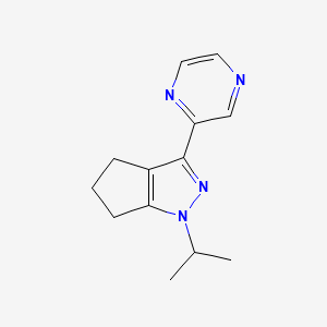 molecular formula C13H16N4 B13339760 1-Isopropyl-3-(pyrazin-2-yl)-1,4,5,6-tetrahydrocyclopenta[c]pyrazole 