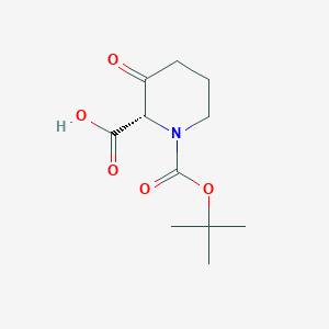 molecular formula C11H17NO5 B13339773 (S)-1-(tert-Butoxycarbonyl)-3-oxopiperidine-2-carboxylic acid 